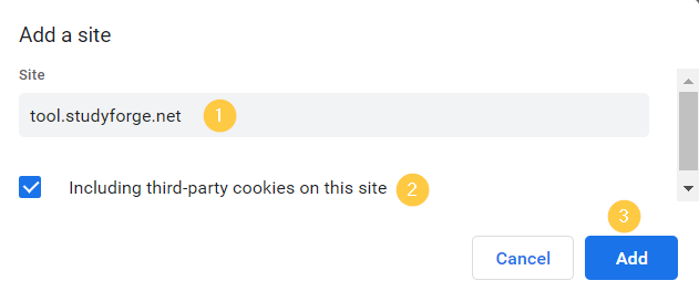 Chrome add site - cookies