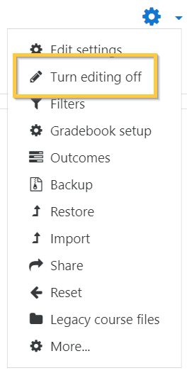 Click Turn Editing off - Moodle