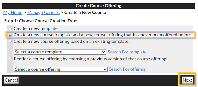 Create a New Course Creation Typer